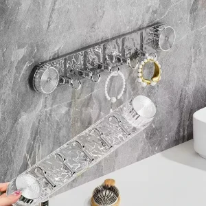 6 Hook Adhesive Wall Hook Rack for Kitchen and Bathroom