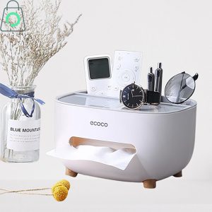 Premium Multifunction Tissue Box Organizer with Remote Holder