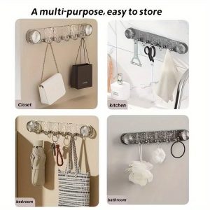 6 Hook Adhesive Wall Hook Rack for Kitchen and Bathroom