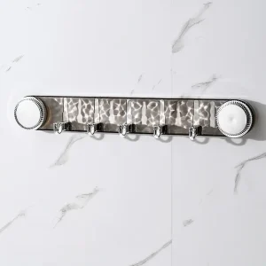 6 Hook Adhesive Wall Hook Rack for Kitchen and Bathroom