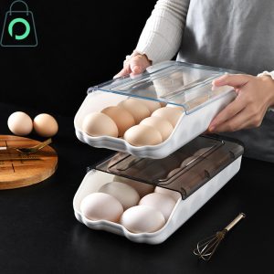 Double Layer Egg Storage Box Refrigerator Egg Organizer with Dust Proof Lid