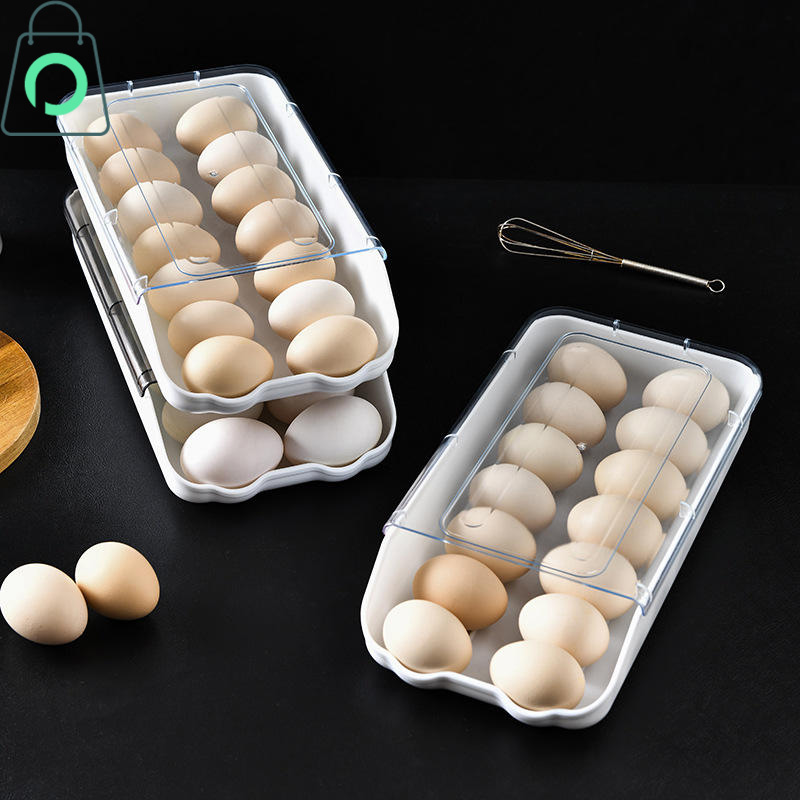 Double Layer Egg Storage Box Refrigerator Egg Organizer with Dust Proof Lid