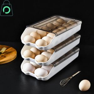 Double Layer Egg Storage Box Refrigerator Egg Organizer with Dust Proof Lid