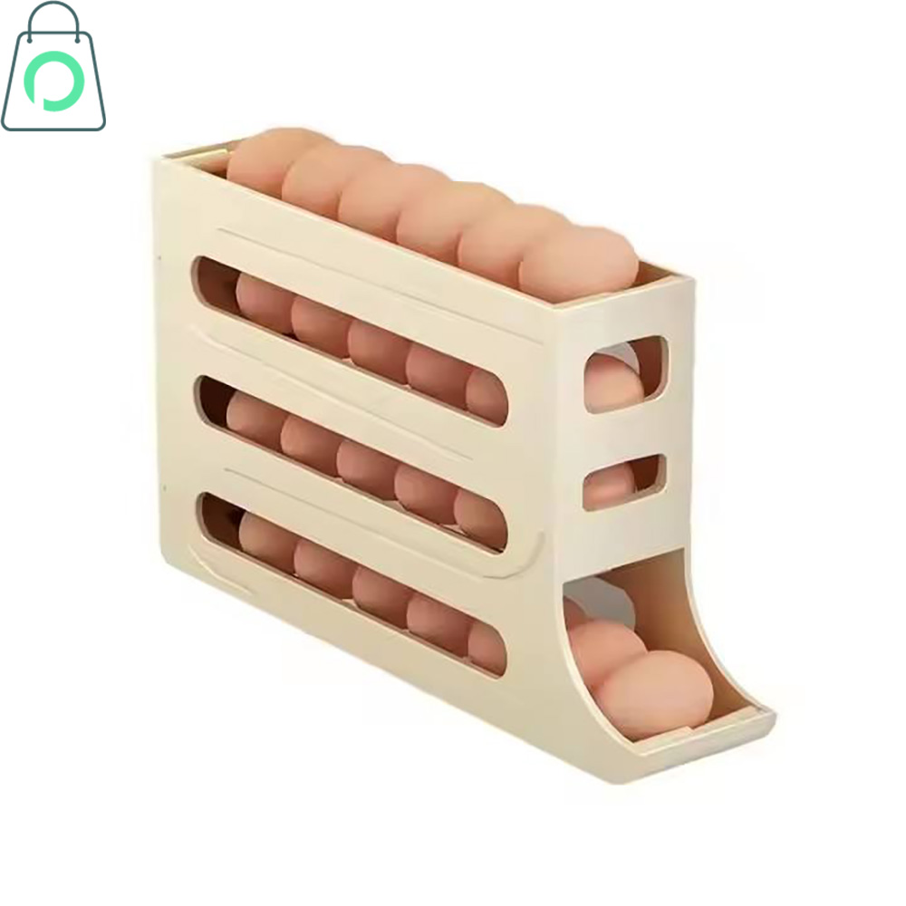 Automatic Rolling Egg Holder 4 Layer Refrigerator Egg Storage Organizer | Fridge Egg Dispenser - Image 2